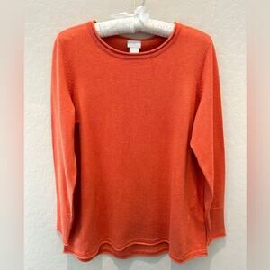 CHICO’S | Orange Soft Cozy Crewneck Long Sleeve Sweater | Small